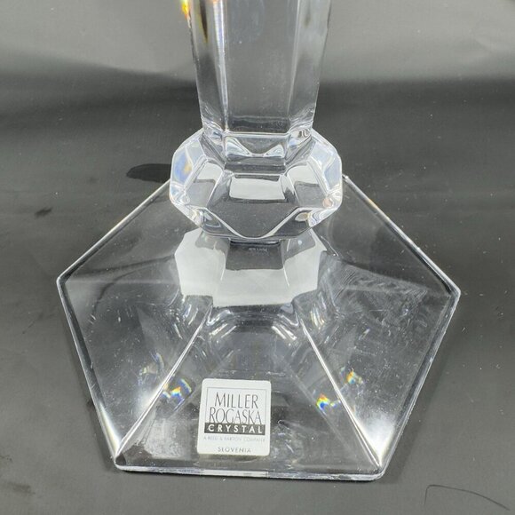 Miller Rogaska Summit Clear Crystal Glass Candlesticks Holder Votive Set 2 Heavy - Picture 7 of 11